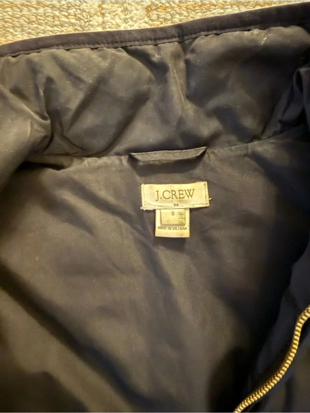 J. Crew Black Quilted Vest with Gold Zipper